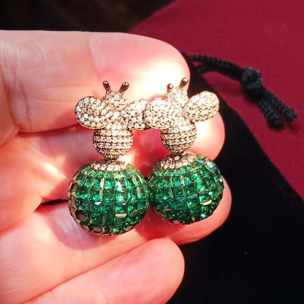 Lustro Stella Bee & Ball Sterling & CZ Post Earrings, NIB